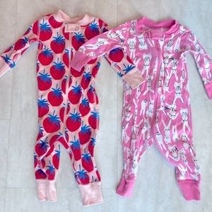 2 Pairs of Hanna Andersson Baby Zip Pajamas, size 3-6 months (60 cm)